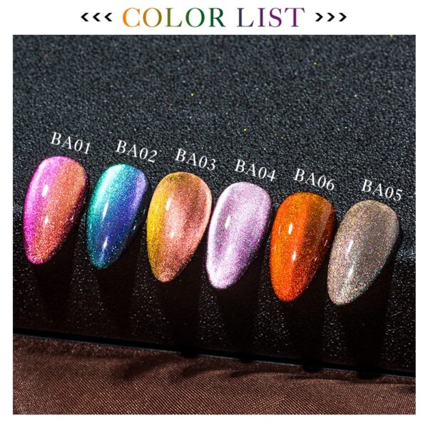 MEET ACROSS 9D Galaxy Magnetic Gel Nail Polish Long Lasting Shining Chameleon Cat Eye Nail Art 2