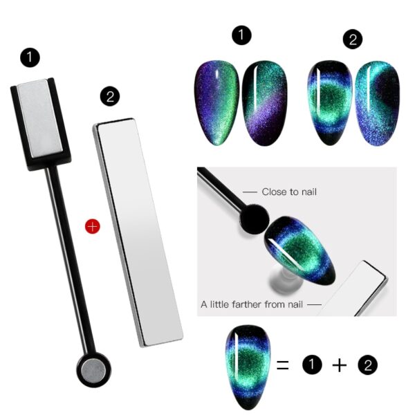 MEET ACROSS 9D Galaxy Magnetic Gel Nail Polish Long Lasting Shining Chameleon Cat Eye Nail Art 3