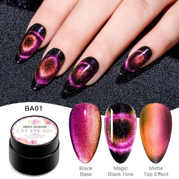 MEET ACROSS 9D Galaxy Magnetic Gel Nail Polish Long Lasting Shining Chameleon Cat Eye Nail