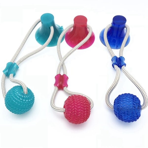 Pet Supplies Self playing Rubber Ball Toy With Suction Cup Dog Interactive Molar Chew Toy Teeth 2