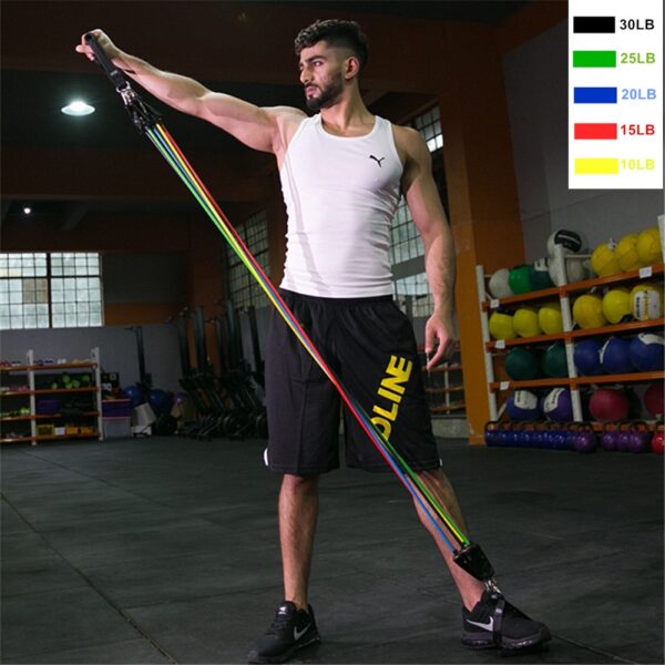Resistance Band Set 17Pcs Gym Strength Training Rubber Loops Band Workout Fintess Exercise Bands Door Anchor 2