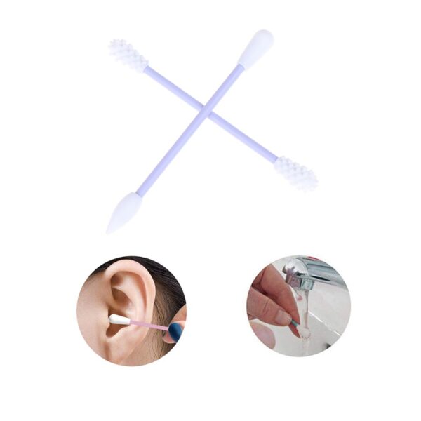 Reusable Paj Rwb Swab Q Tip Cosmetic Cotton Buds Washable Ear Sticks Silicone Swabs Rau Ntxuav Ntxuav 5