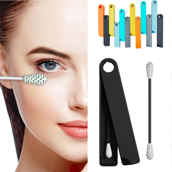 Reusable Cotton Swab Q Tip Cosmetic Cotton Buds Washable Ear Sticks Silicone Swabs Rau Ntxuav Ntxuav