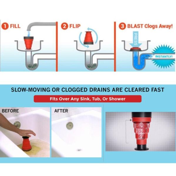 Sink Plunger Manual Clog Cannon High Pressure Air Power Drain Blaster Manual Toilets Bath Kitchen Sink 4