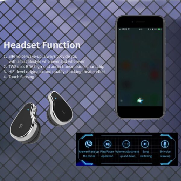 T89 Smart Bracelet Fitness Tracker TWS Wireless Headset Bluetooth 5 0 Earphones Heart Rate Monitor IP67 2