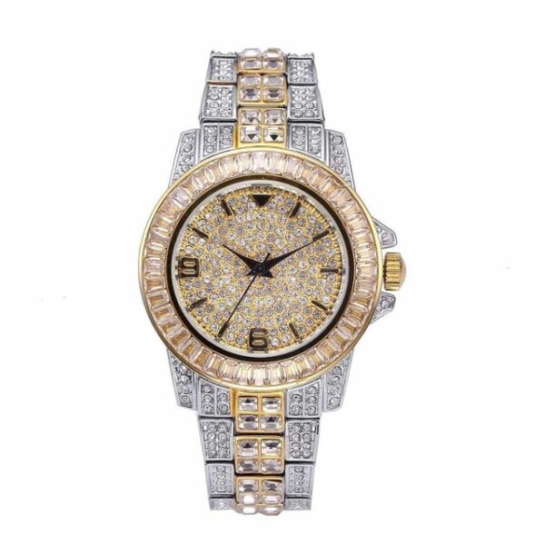 TOPGRILLZ ICED OUT Baguette úr Quartz Gold HIP HOP úlnliðsúr með Micro pave CZ Ryðfrítt 2.jpg 640x640 2