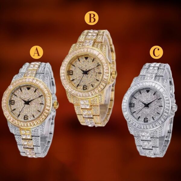 TOPGRILLZ ICED OUT Baguette úr Quartz Gold HIP HOP úlnliðsúr með Micro pave CZ ryðfríu