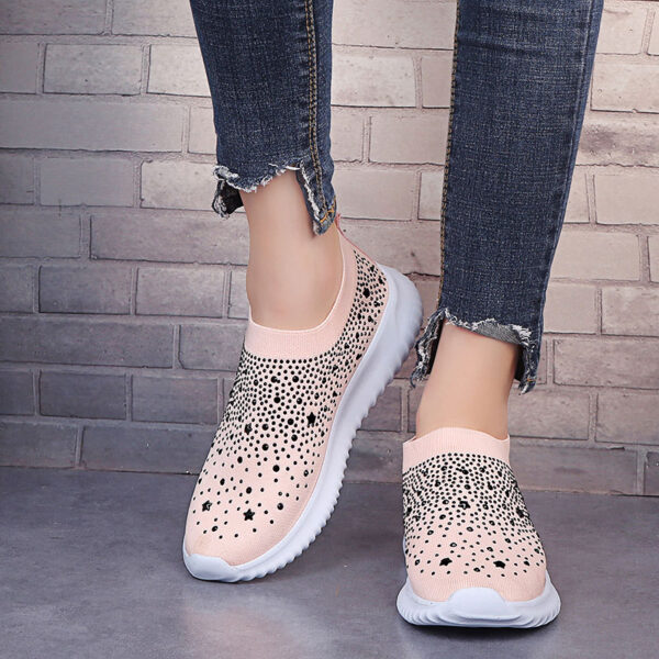 Women Sneakers Autumn Flat Rhinestone Slip On Women s Knitting Shoes Female Casual Platfrom Shoes Ladies 6