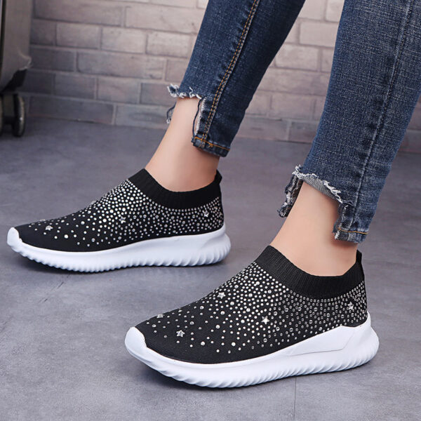 Women Sneakers Autumn Flat Rhinestone Slip On Women s Knitting Shoes Female Casual Platfrom Shoes Ladies 7