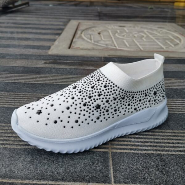 Women Sneakers Autumn Flat Rhinestone Slip On Women s Knitting Shoes Female Casual Platfrom Shoes Ladies 8