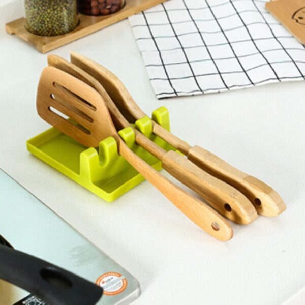 1 ka PC Mga Himan sa Pagluto sa Kusina Kusina Silicone PP Spoon Rest Utensil Spatula Holder Heat Resistant 1