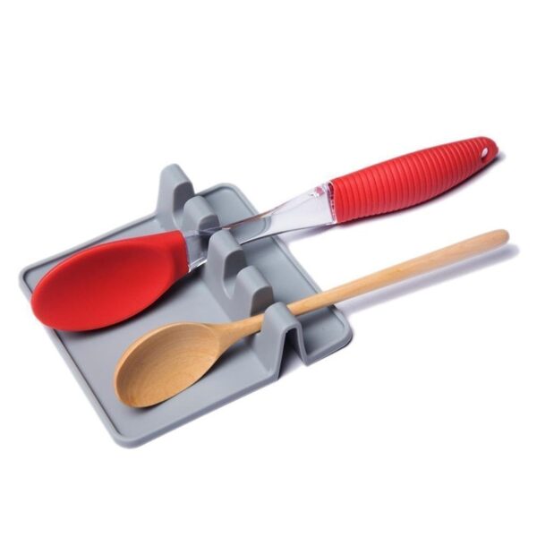 1 ka PC Mga Himan sa Pagluto sa Kusina Kusina Silicone PP Spoon Rest Utensil Spatula Holder Heat Resistant 3