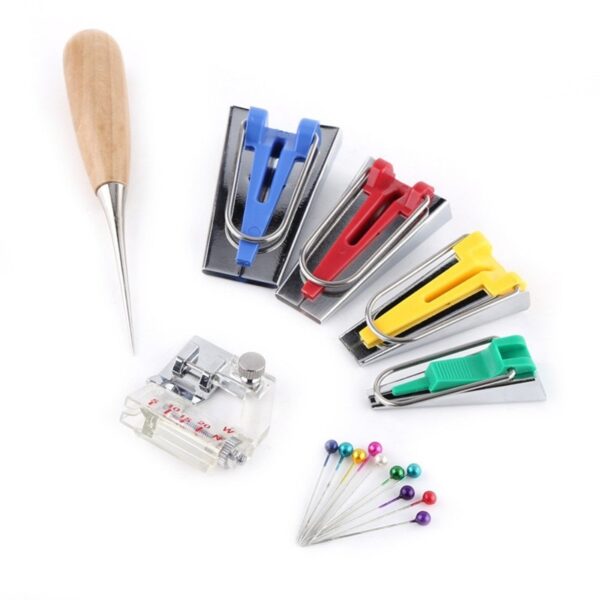 16 Pcs Sewing tools Fabric Bias Tape Maker Kit for Sewing Quilting Awl and Adjustable Binder 2