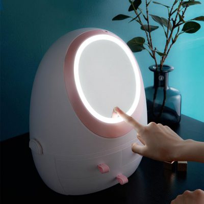 Caixa cosmética do organizador da composição do espelho do diodo emissor de luz, caixa cosmética do organizador da composição do espelho do diodo emissor de luz