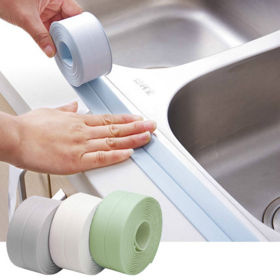 Kitchen Bath Wall PVC Sealing Strip Self Adhesive Waterproof Sink Edge Tape CA 