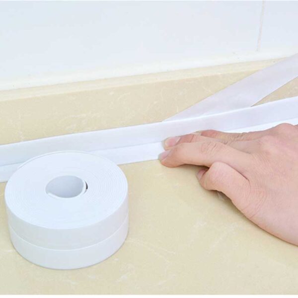 3 2 Meters Bathroom Shower Sink Bath Sealing Strip Tape White PVC Self adhesive Waterproof Wall 11