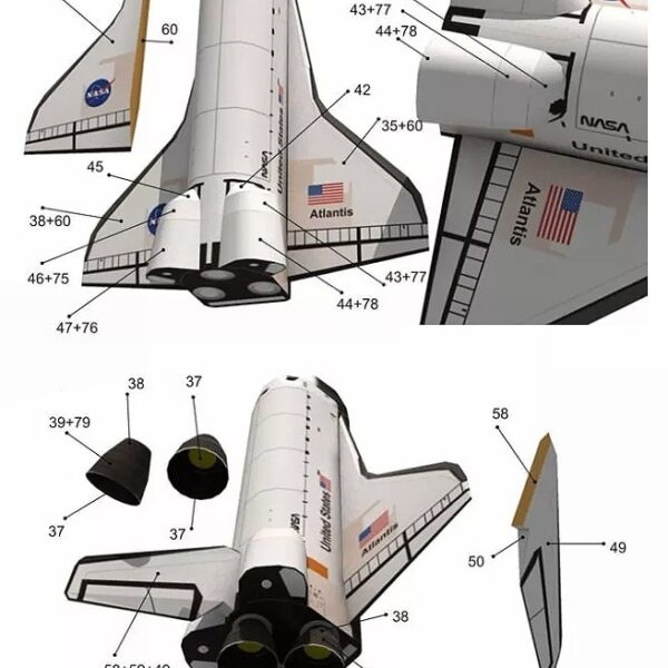 3D Paper Model Space Library Papercraft Cardboard House for Children Paper Toys 1 150 Shuttle Atlantis 2