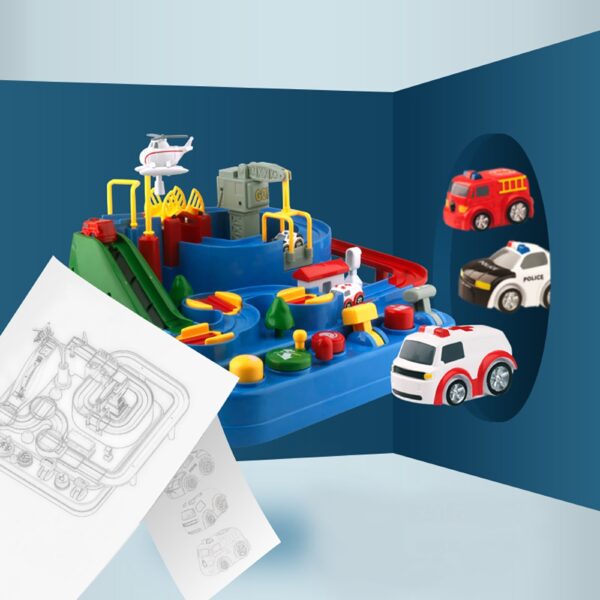 Avventure di auto piste avventurose lusso inerzia ascensori piste di scorrimento bambini Rescue Large Particle Building Block 4