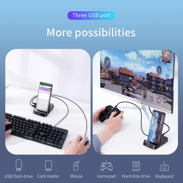 Докинг станция Baseus USB Type C HUB за Samsung S10 S9 Dex Pad Station USB C 7