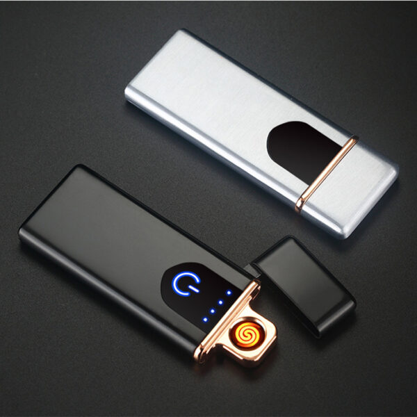 Charging lighter Touch induction windproof electronic ultra thin USB cigarette lighter custom Metal 2