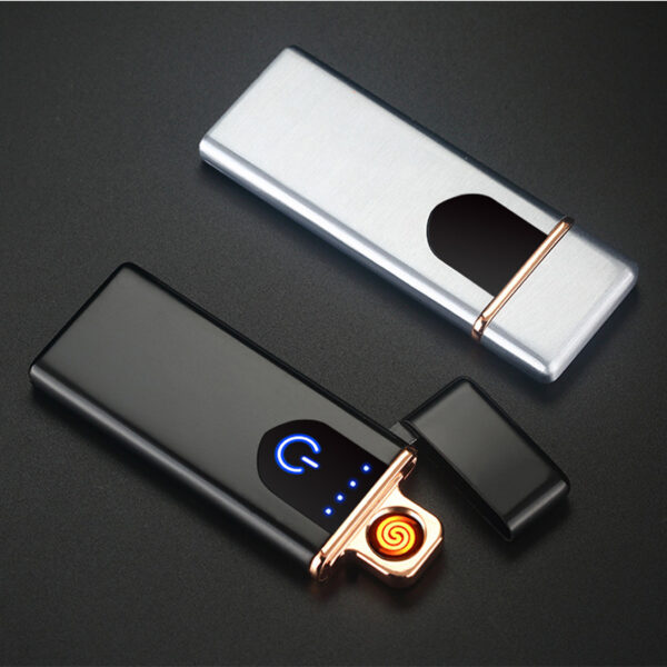 Pag-charge nga mas gaan Touch induction windproof electronic ultra thin USB cigarette lighter custom Metal 2