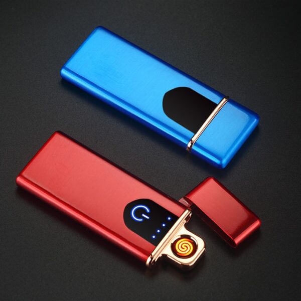 Pag-charge nga mas gaan Touch induction windproof electronic ultra thin USB cigarette lighter custom Metal 3