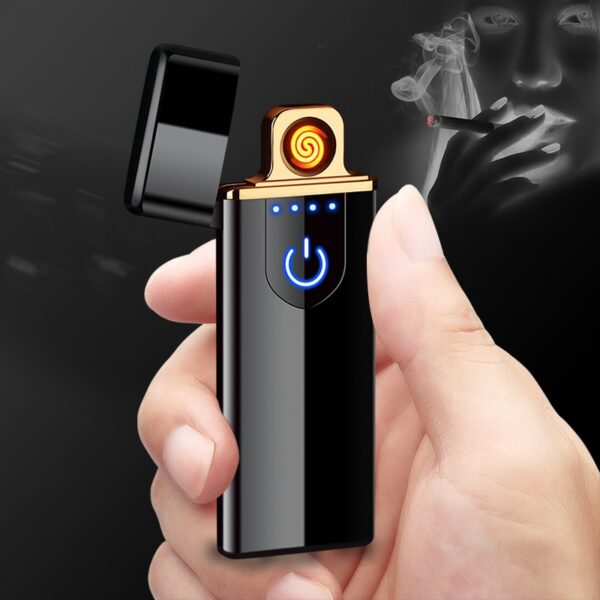 Pag-charge nga mas gaan Touch induction windproof electronic ultra thin USB cigarette lighter custom Metal