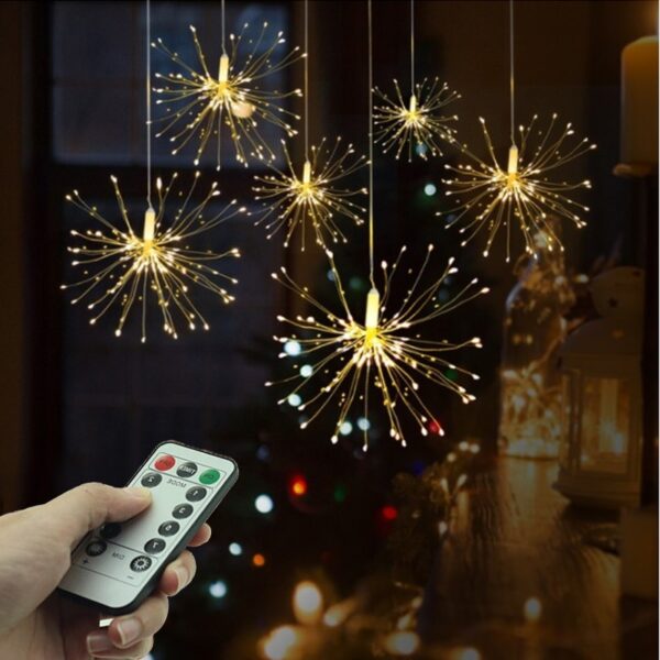 Festival Hanging Starburst String Lights 100 200 Leds DIY firework Copper Fairy Garland christmas lights outdoor