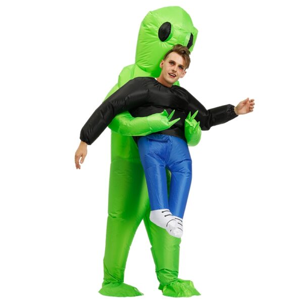 Halloween Costume for Women Men Inflatable Green Alien Cosplay Adult Funny Blow Up Suit Party Fancy 2