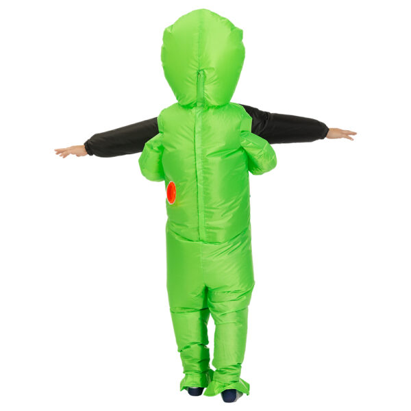 Halloween Costume rau cov poj niam Txiv neej Inflatable Green Alien Cosplay Cov Neeg Laus Funny Blow Up Suit Party Fancy 5