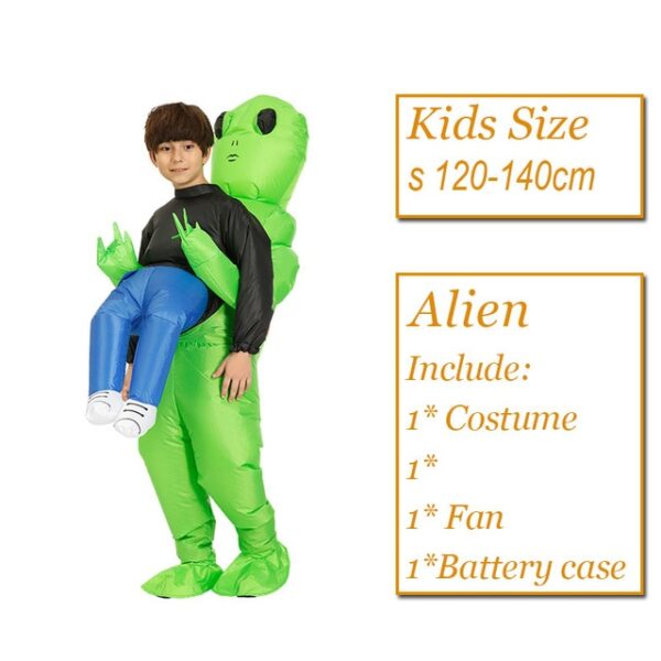 Halloween Costume rau Cov Poj Niam Cov Txiv Neej Inflatable Green Alien Cosplay Adult Funny Blow Up Suit Party