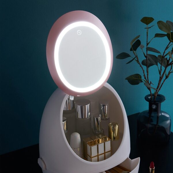 Hot Sale Cosmetic Storage Box Skin Care Products Organzier for Makeup with Mirror LED Lights TK 2