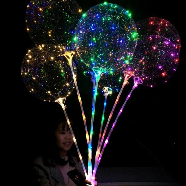 Hot Selling 18 Inch Luminous LED Balloon With Stick Transparent Valentine Day Wedding Party Decoration Balloons 3