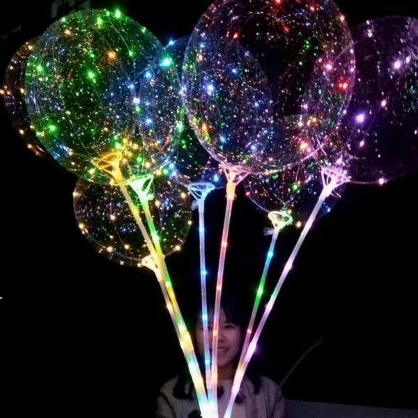 Hot Selling 18 Inch Luminous LED Balloon With Stick Transparent Valentine Day Wedding Party Decoration Balloons 5