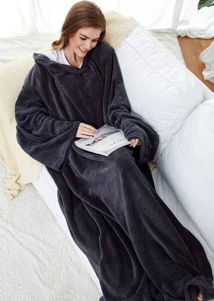 Long Fleece Blanket with Sleeves Wearable Blanket Adult Cozy Soft Warm Functional 3.jpg 640x640 3