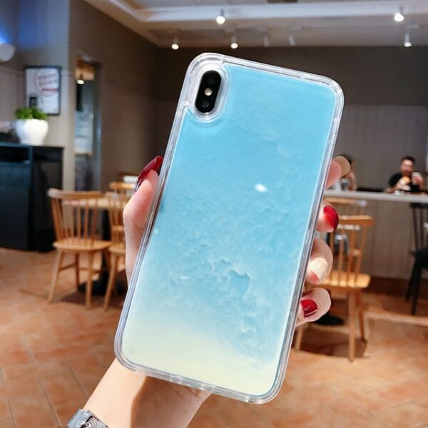 Святлівы неонавы пясочны чахол для мабільнага iPhone XR XS max X 6 7 8 plus