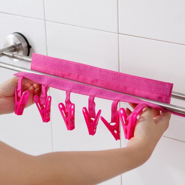 MASCOTANGEL Portable Cloth Hanger Drying Racks Foldable Bathroom Rack Travel Clothespin 6 Clip Hangers Towel Socks 2