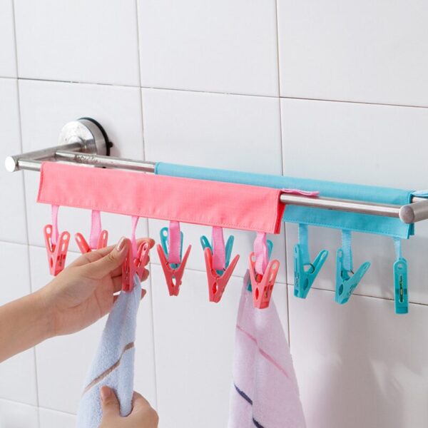 MASCOTANGEL Portable Cloth Hanger Drying Racks Foldable Bathroom Rack Travel Clothespin 6 Clip Hangers Towel Socks