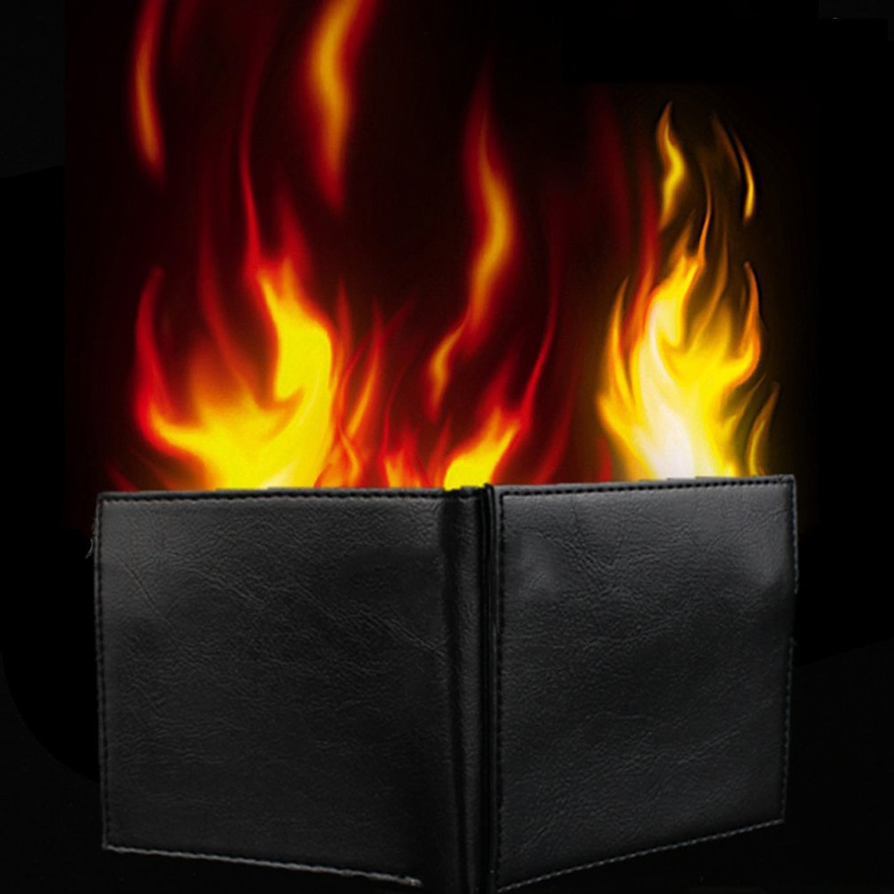 Magic Trick Fire Flaming Wallet Leather Street Show Close up Magic Tools CO 