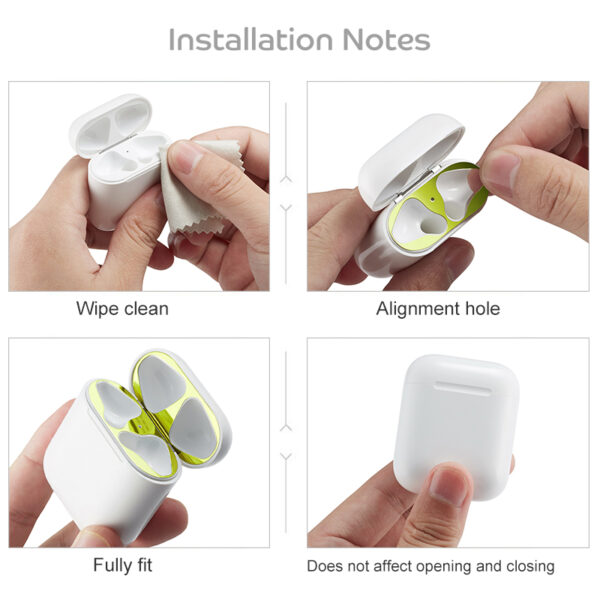 Metal Dust Guard sticker for Apple AirPods Case Cover Dust proof Protective Sticker Skin Protector for 5