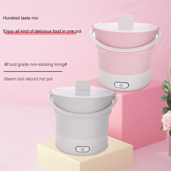 Mini Portable Foldable Electric Multifunctional Steaming Stewing Hot Pot 2 In 1 Silica Gel Saucepot Electric 3