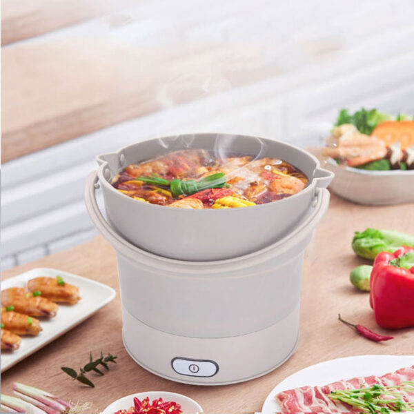 Mini Portable Foldable Electric Multifunctional Steaming Stewing Hot Pot 2 In 1 Silica Gel Saucepot Electric 4 1