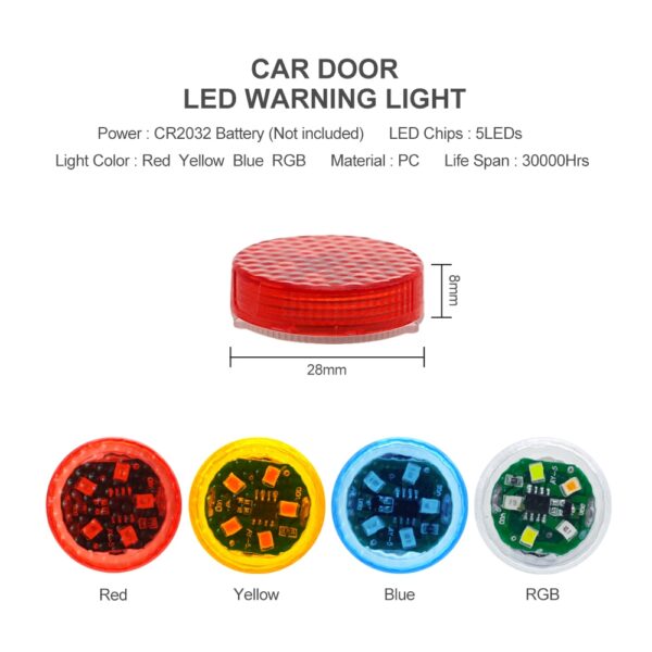 NEW 5 LEDs Car Door Opening Warning Lights Wireless Magnetic Induction Strobe Flashing Anti Rear end 1