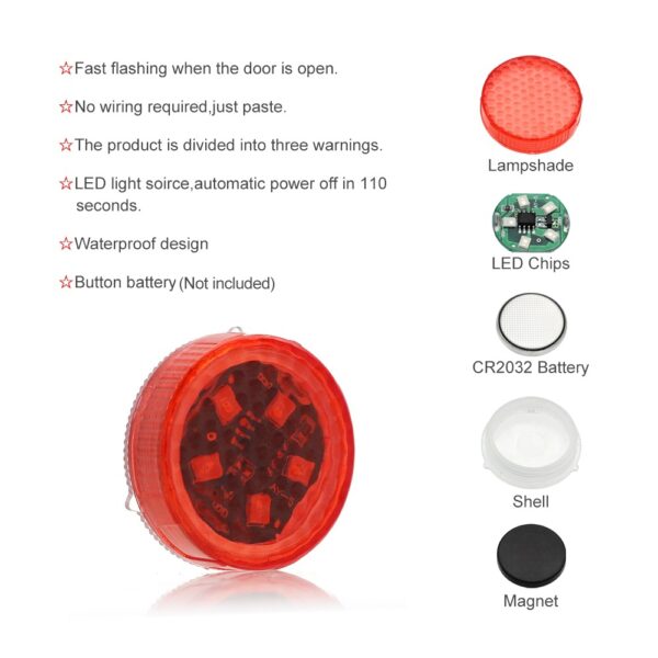 NEW 5 LEDs Car Door Opening Warning Lights Wireless Magnetic Induction Strobe Flashing Anti Rear end 3