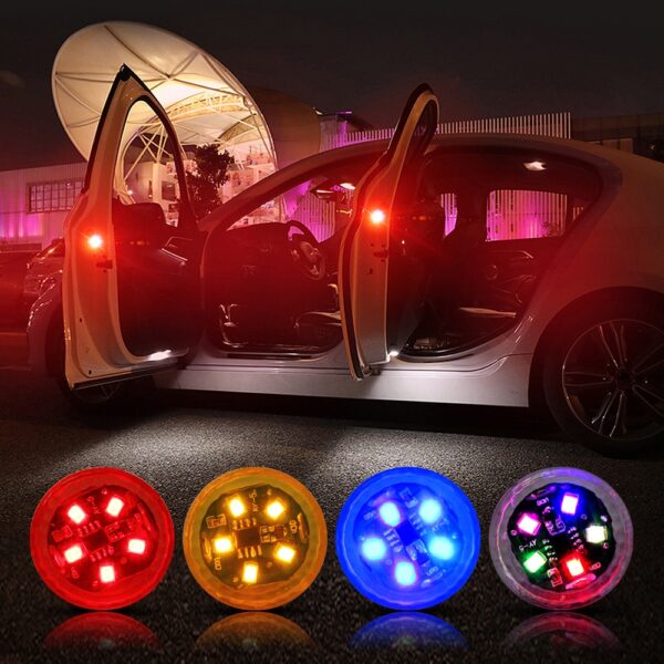 NEW 5 LEDs Car Door Opening Warning Lights Wireless Magnetic Induction Strobe Flashing Anti Rear end