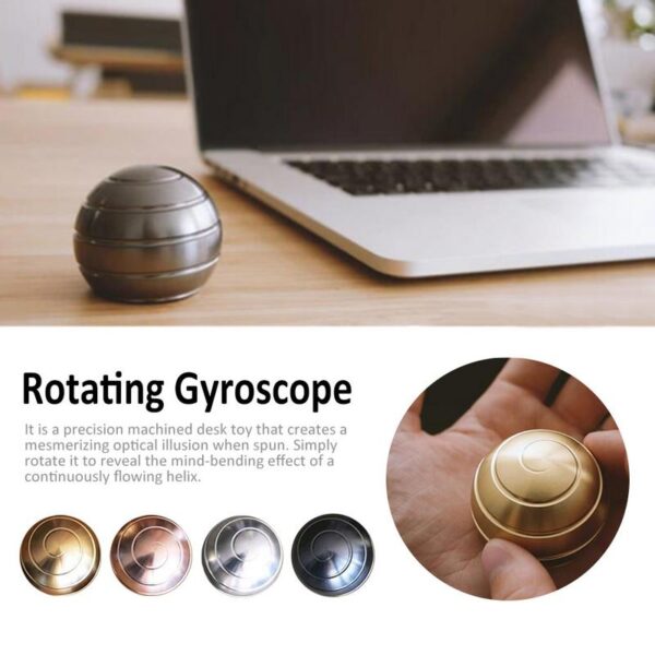 New Desktop Decompression Rotating Spherical Gyroscope Desk Toy Metal Gyro Optical Illusion Flowing Finger Toy For 5