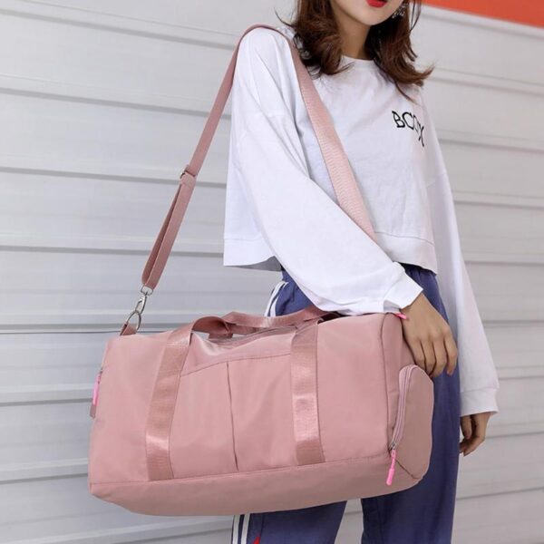 Nylon Women Men Travel Sports Gym Shoulder Bag Large Waterproof Nylon Handbags Black Pink Colour Outdoor 4