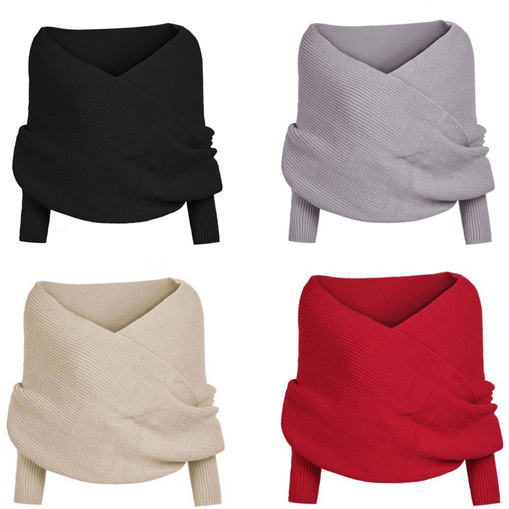 Knitted Wrap Scarf With Sleeves Not sold in stores
