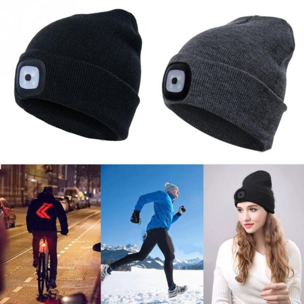 Unisex Beanie LED Lighted Cap Winter Warm Outdoor Fishing Running Knitted Beanie Hat LED Flash Camping 3