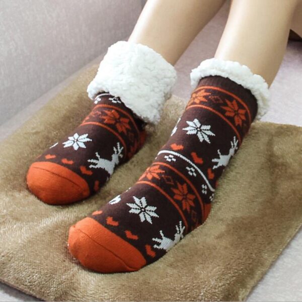 Women s Winter Socks Soft Warm Cozy Fuzzy Fleece lined Xmas Thick Socks Gift With Gripper 4